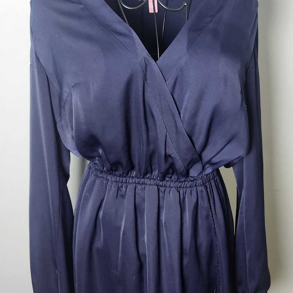 Lilly Pulitzer Navy Blue Long Sleeve Wrap Dress Women’s Medium Lined